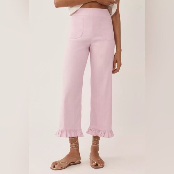 NWT Anthropologie The Colette Magic Fabric‎ Ruffled Crop Wide-Leg Pants by Maeve - Picture 1 of 11